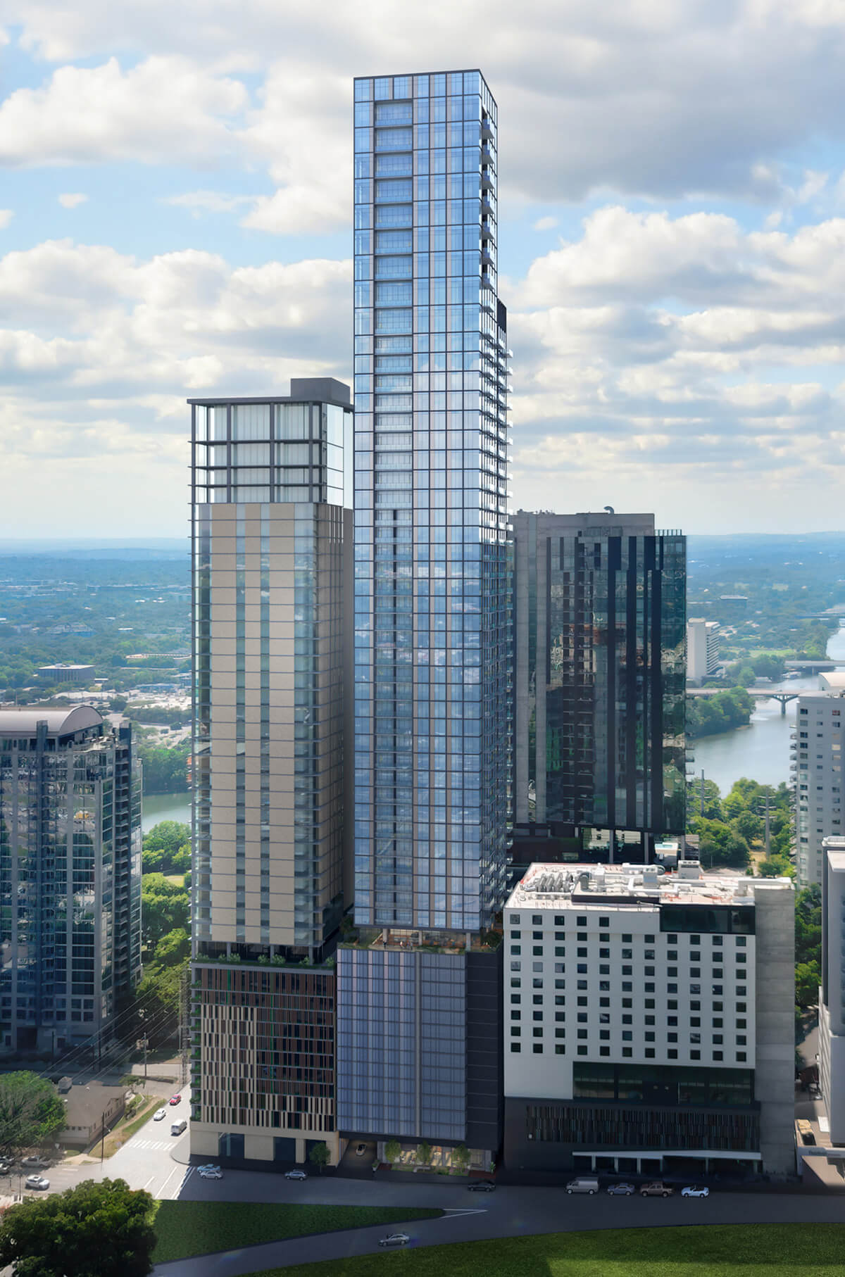 Exterior of 62 East luxury residential development by Pearlstone Partners in East Austin.